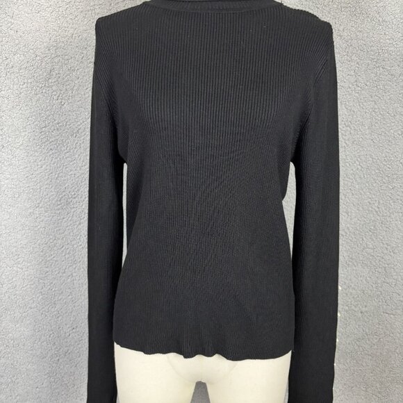 Hooked up by Iot  Juniors' Turtleneck Sweater faux pearl trims Black XL NWT's - Picture 1 of 8